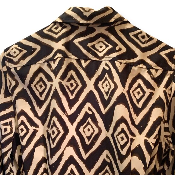 Lauren Ralph Lauren Ikat Diamond Print Collared Button-Up Sz 10P Dress W/ B - Picture 8 of 9